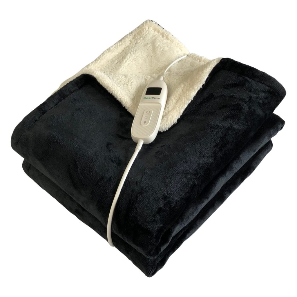 CoziPlus Classic heated throw with its controller and cable