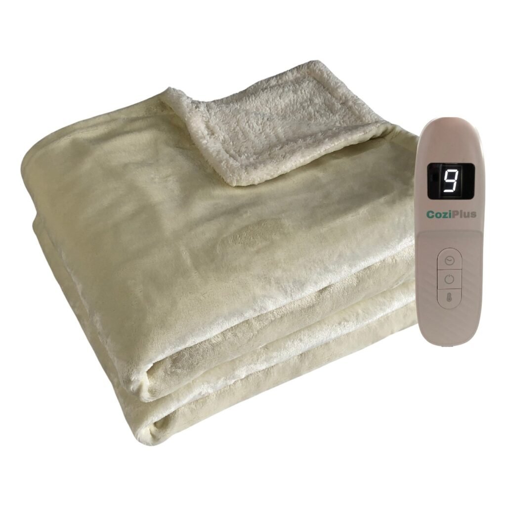 CoziPlus Classic heated throw in Cream