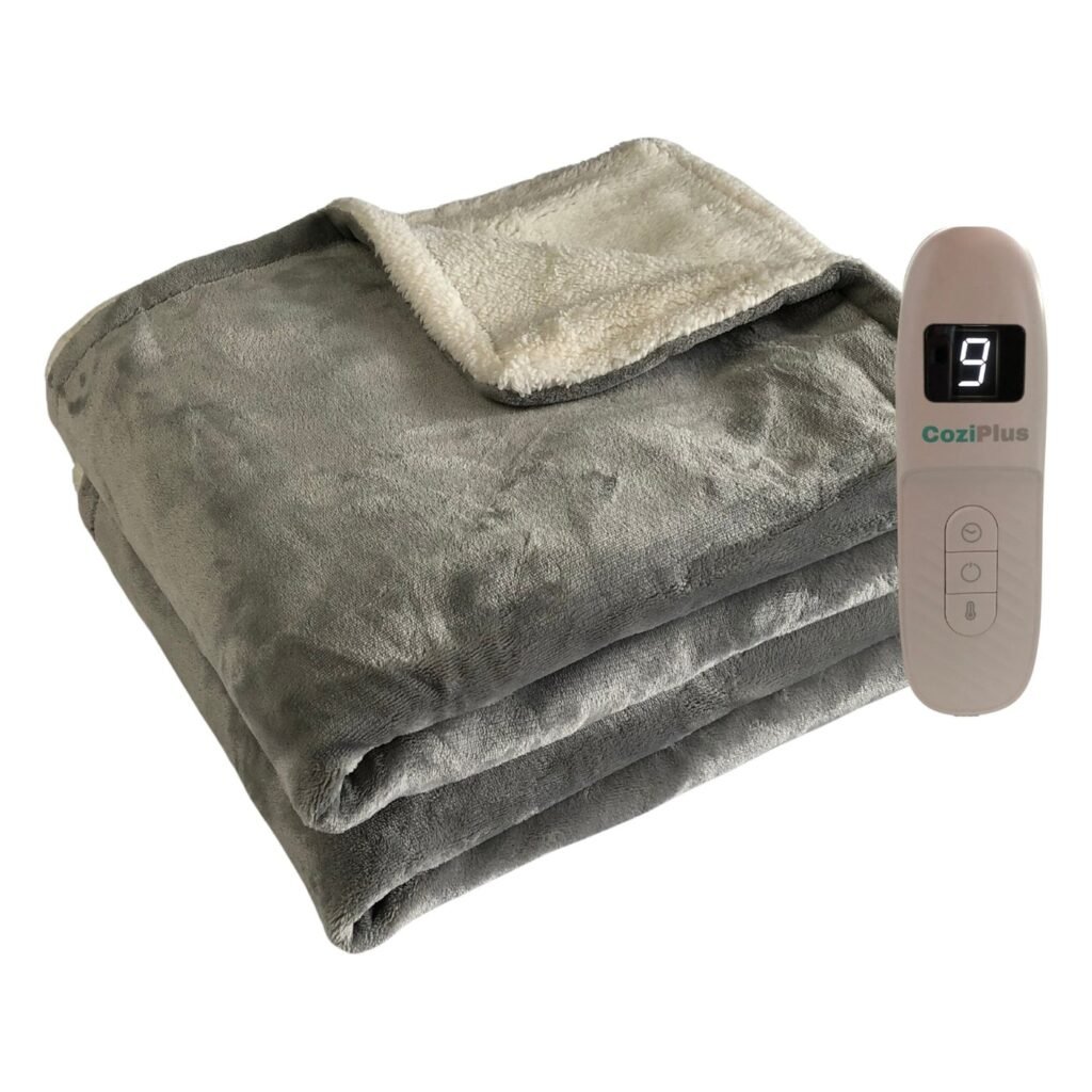 CoziPlus Classic heated throw in Light Grey