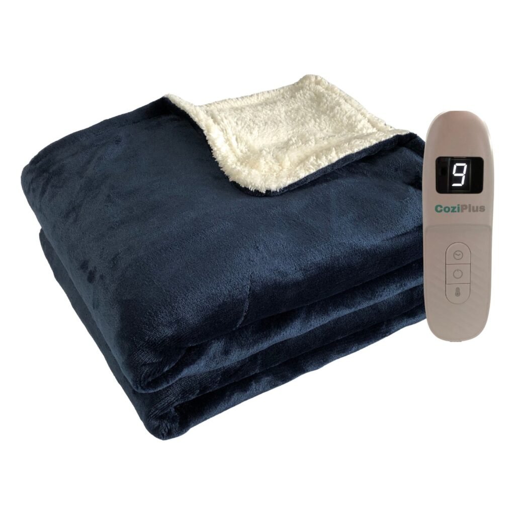 CoziPlus Classic heated throw in Navy