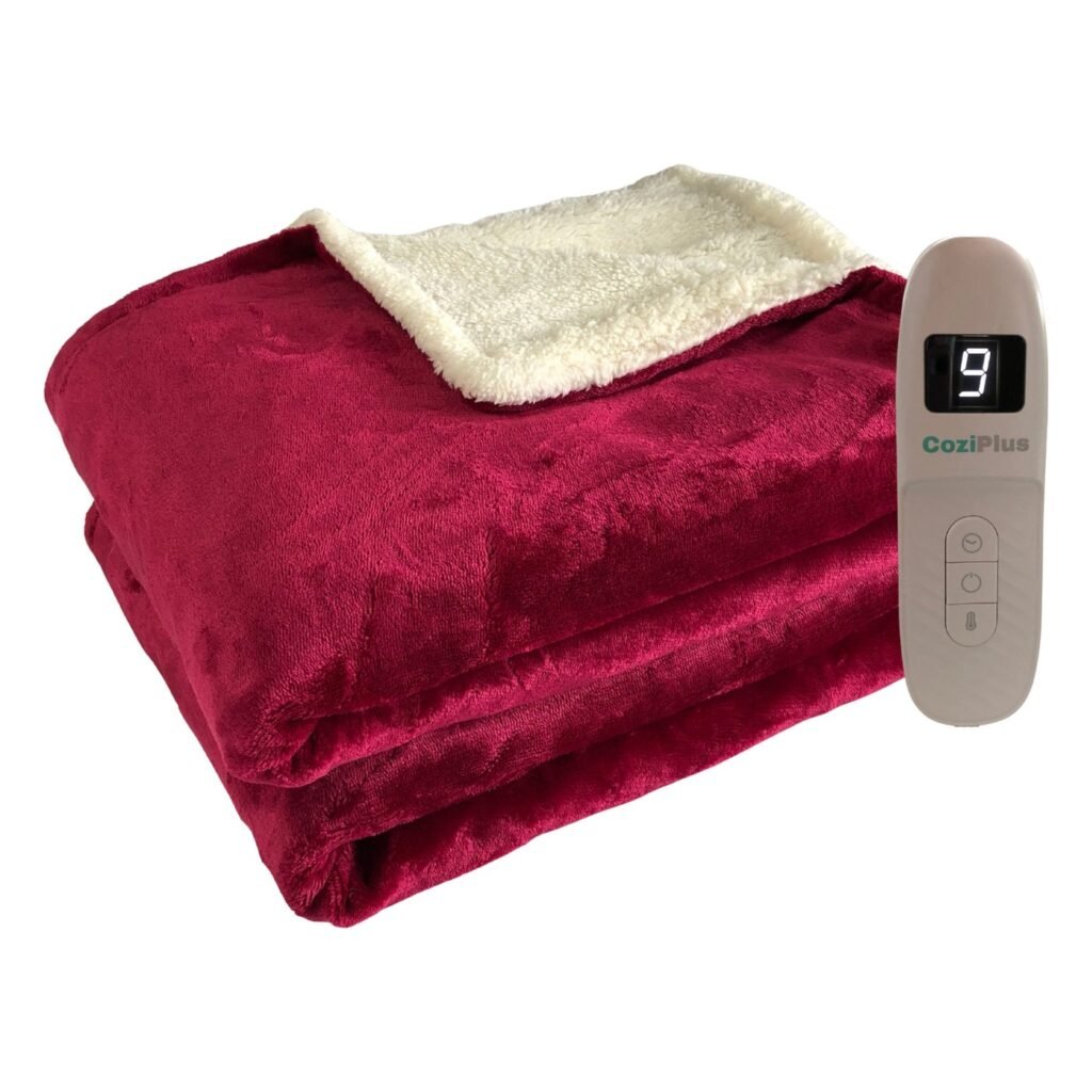 CoziPlus Classic heated throw in Raspberry Red