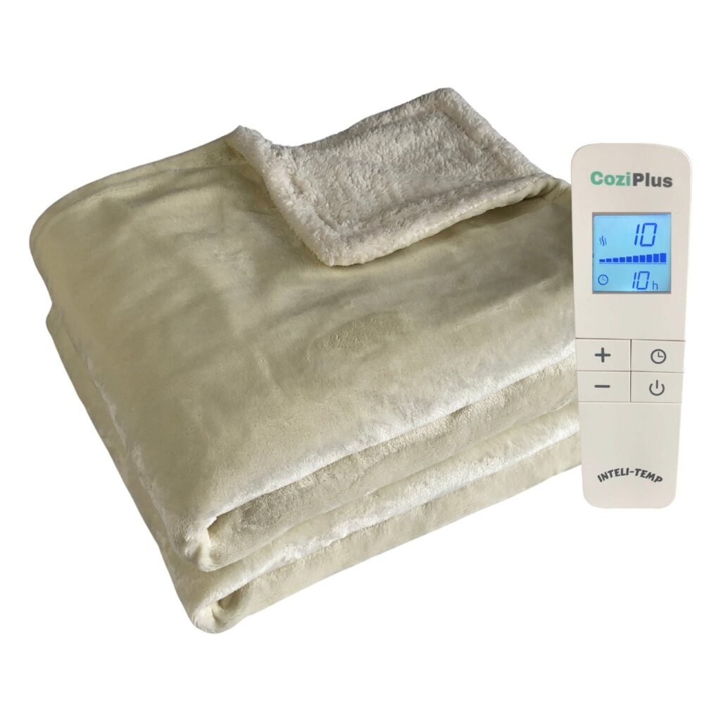 CoziPlus Premium heated throw in Cream