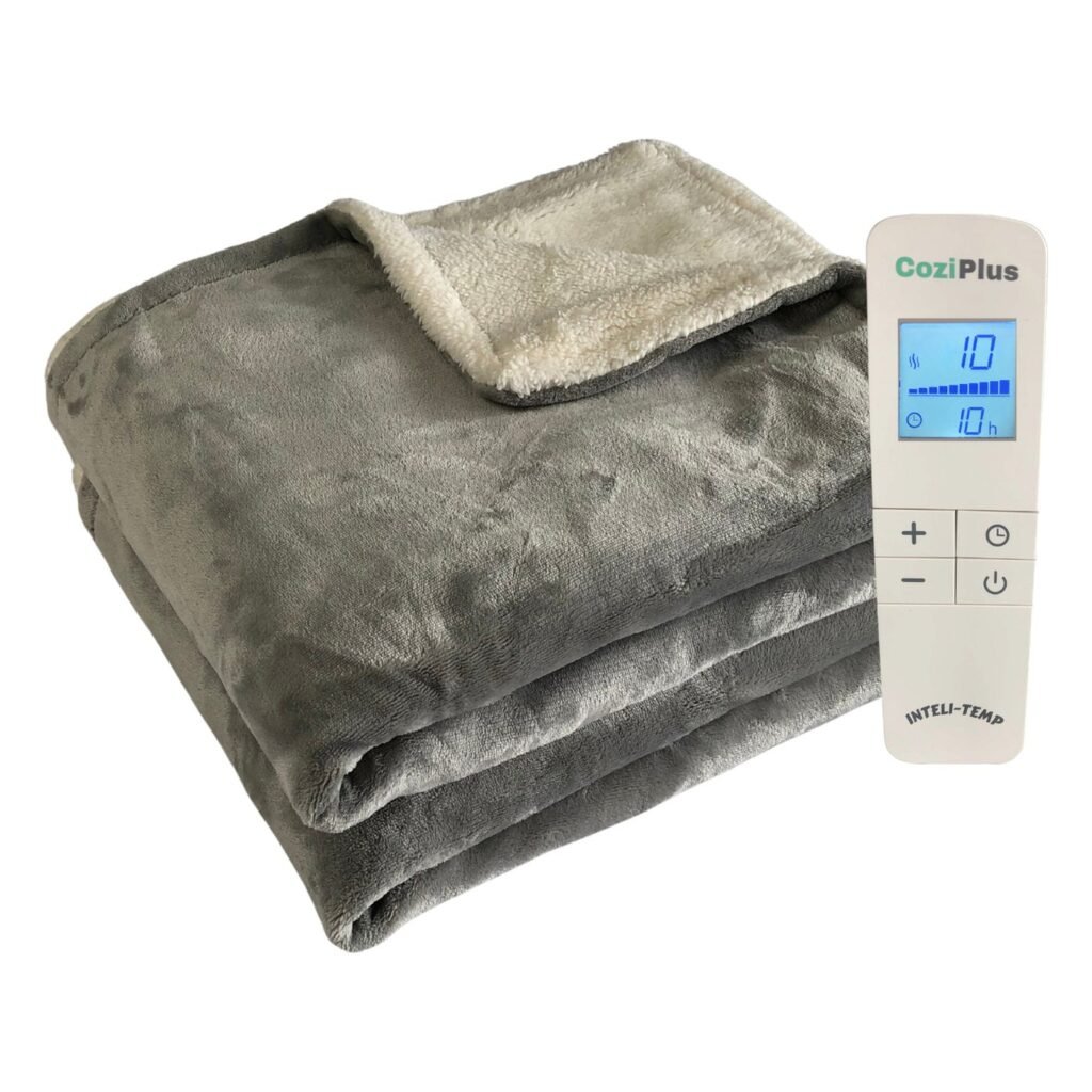 CoziPlus Premium heated throw in Light Grey
