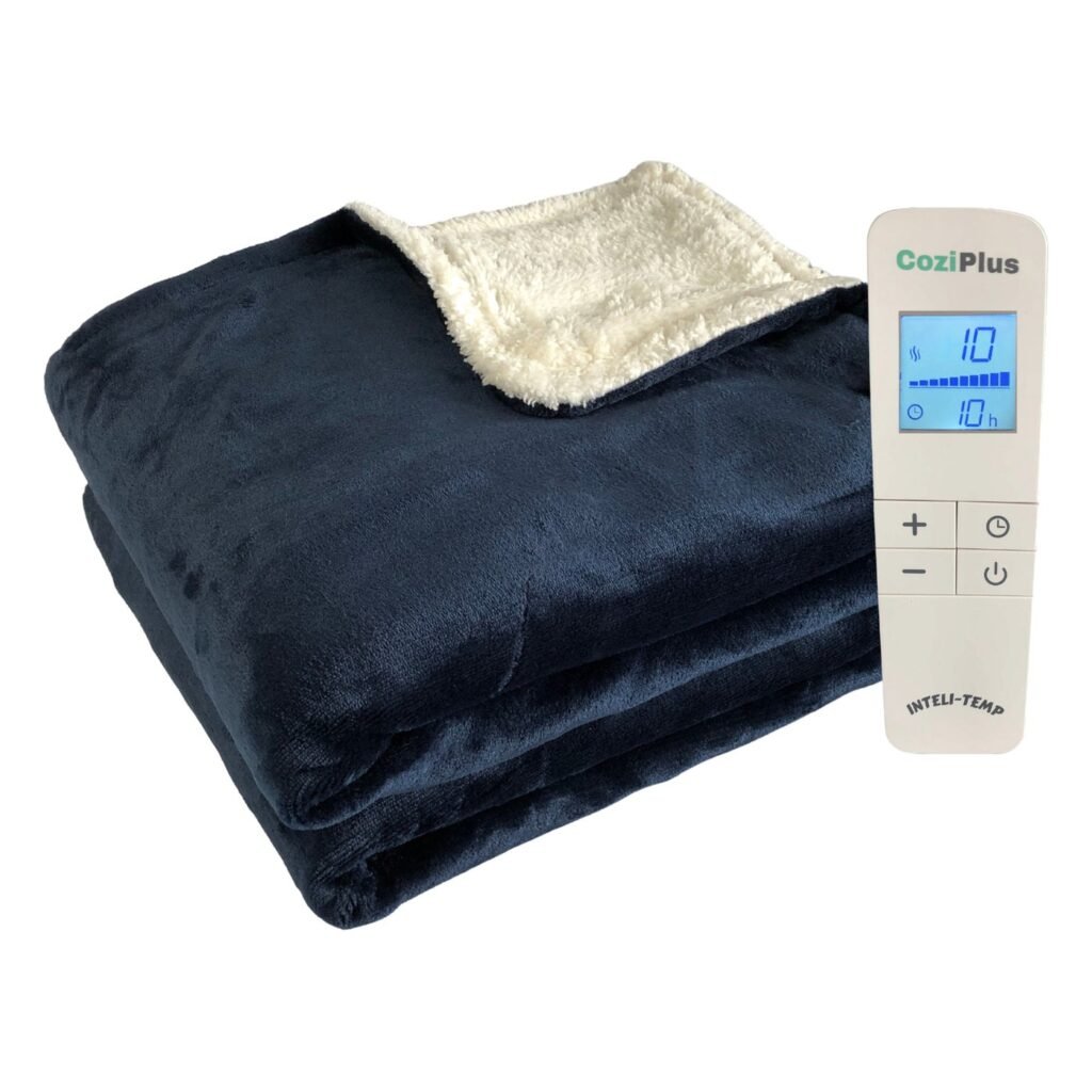 CoziPlus Premium heated throw in Navy