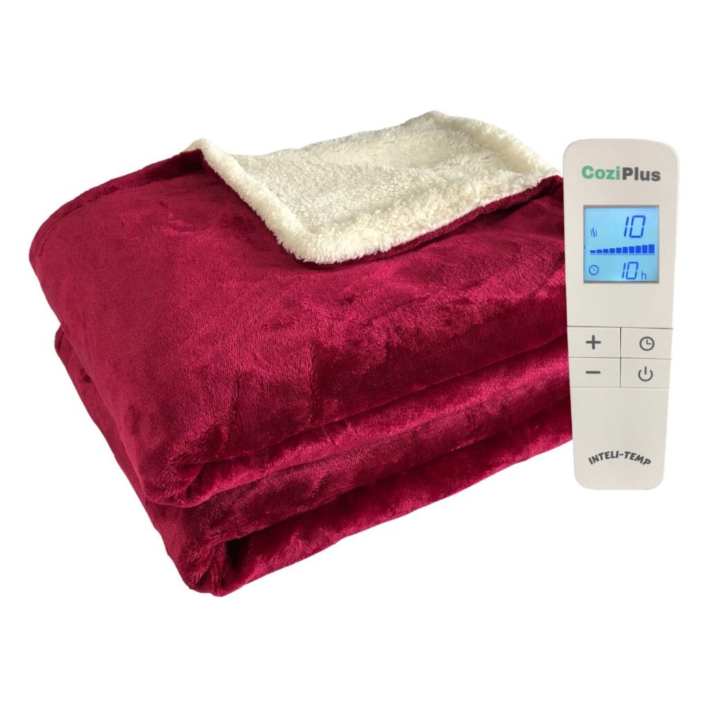 CoziPlus Premium heated throw in Raspberry Red
